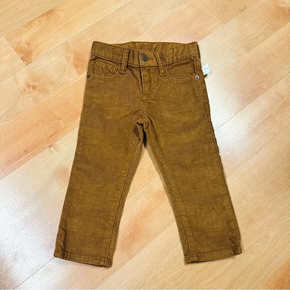 Gap Denim Brown Corduroy Slim Straight Leg Pants Toddler Boys Size 2T NWT